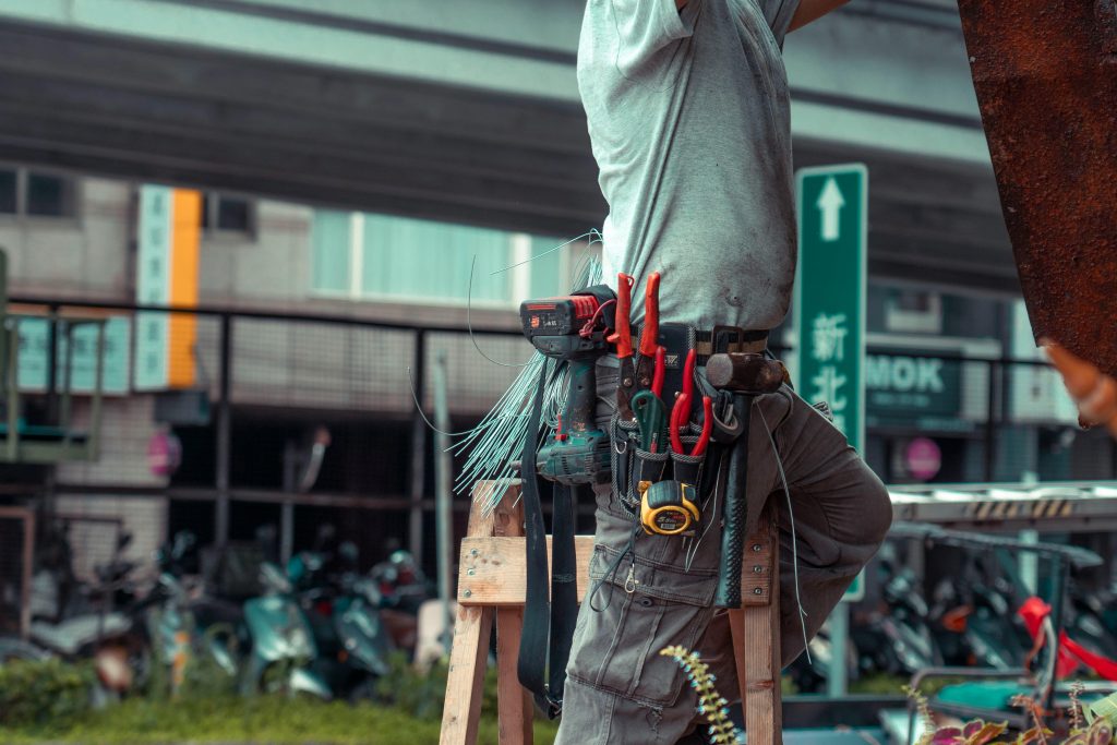 Professional contractor working on home repair